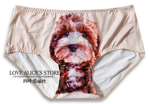 Women Lovely Underwear Panties Animal Dog Prints Soft Nylon Elastic ...