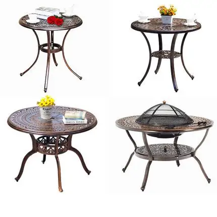 Mesas redondas de ferro varanda pátio pequeno de alumínio fundido