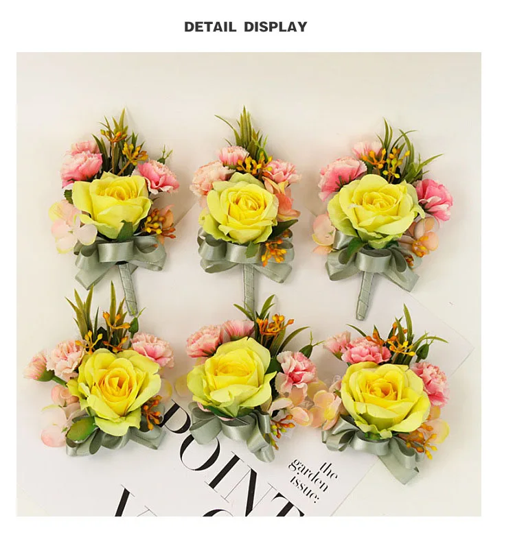 bridesmaid bracelet wedding corsage flowers roses artificial  (6)