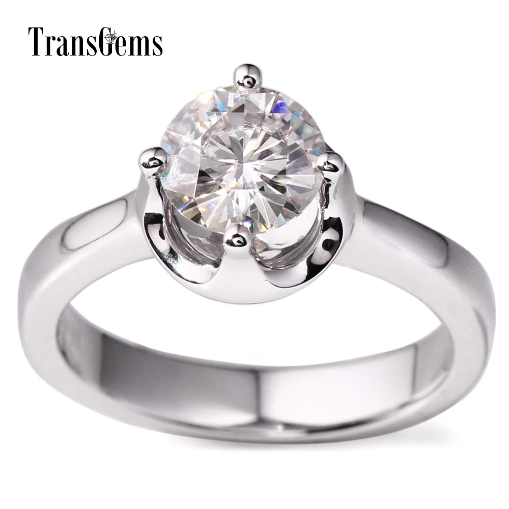 Женское Обручальное Кольцо Transgems Классическое однотонное Белое золото 14 к 585 1ct 6 5