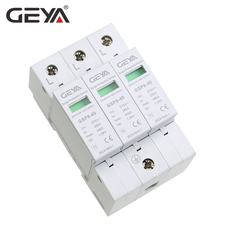 Дешевый GEYA GSP8 3P din рейка стабилизатор напряжения дом AC275V AC385V 20KA 40KA SPD Защита от перенапряжения Защита от молний