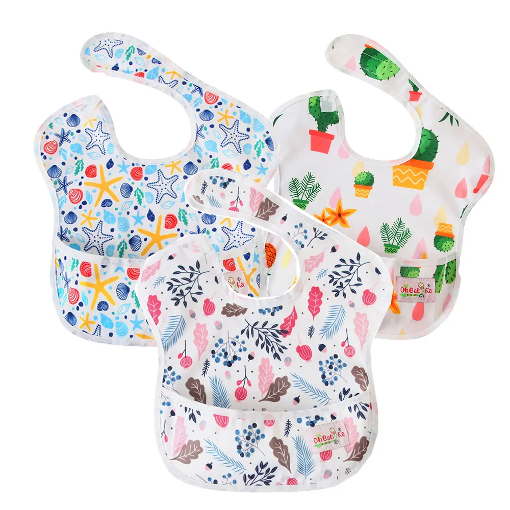

Ohbabyka Baby Bib Waterproof Bibs Flamingo Unicorn Boys Girls Superbib with Pocket Bibs Burp Cloth Teething Bib 3PCS