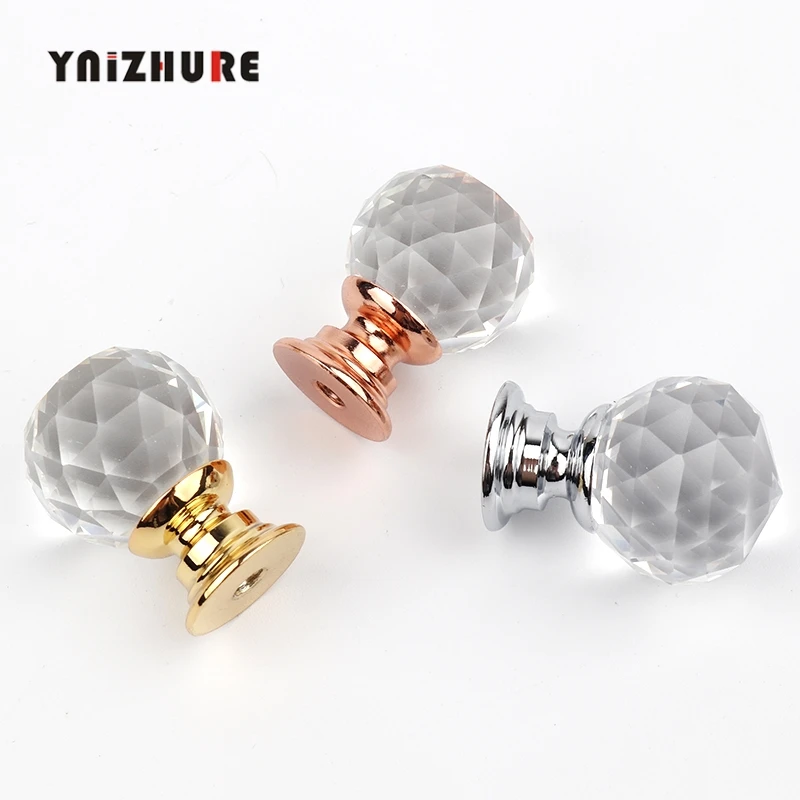 YNIZHURE Brand Design 20mm Crystal Ball Glass Knobs Cupboard Drawer Pull Kitchen Cabinet Door Wardrobe Handles Hardware