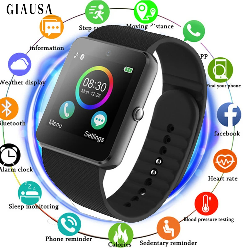 

GIAUSA Bluetooth Smart Watch Men GT08 With Touch Screen Big Battery Support TF Sim Card Camera For IOS iPhone Android Phone x6