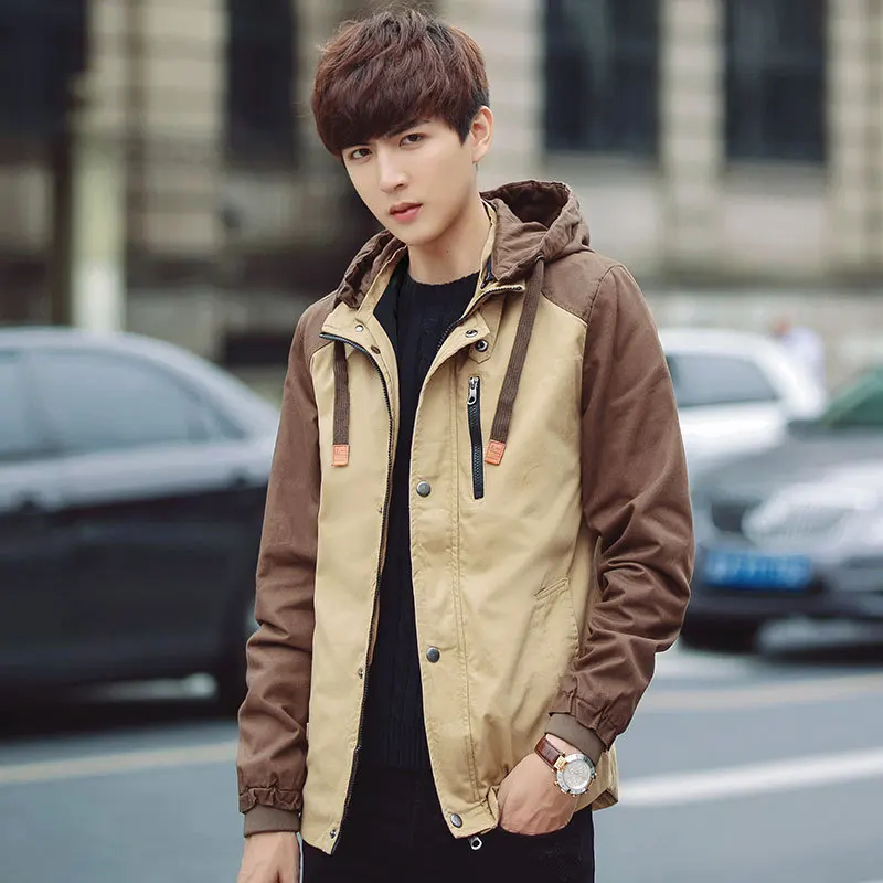 Мужская куртка осень новый хлопок с капюшоном мужская Молодежная|men jacket|men coathooded