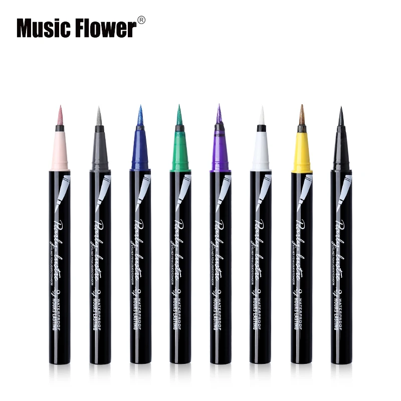 Music Flower бренд 8 цветов мерцающие тени для век и подводка для глаз макияж набор Водонепроницаемый Груша-Блеск жидкая подводка для глаз карандаш косметика