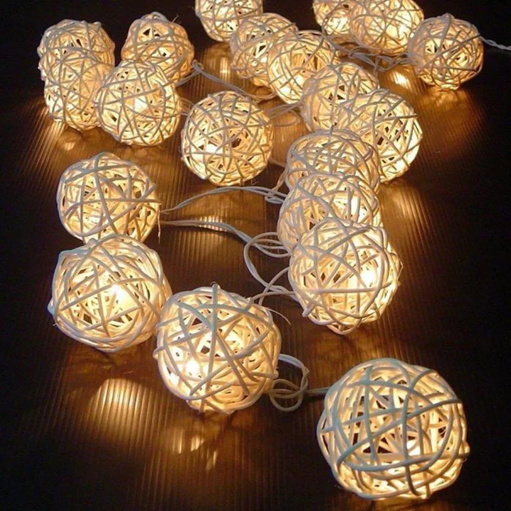 20 LED Color Rattan Ball String Fairy Lights For Xmas Wedding Party Hot