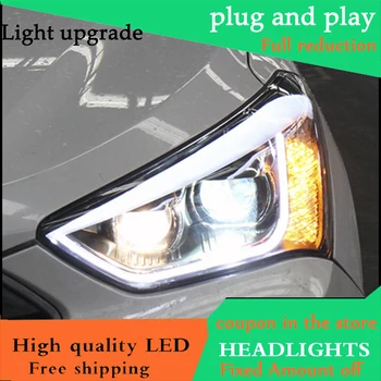 

Car Styling Head Lamp Case For Hyundai New SantaFe IX45 Headlights 2013-2015 LED Headlight DRL Double Beam Lens Xenon Low Beam