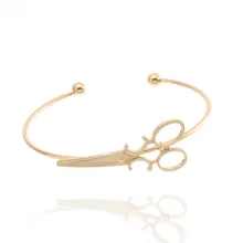 Модный золотой серебряный браслет с ножницами для женщин полые ножницы Браслеты регулируемые браслеты Хип-хоп вечерние подарки Прямая поставка DIY