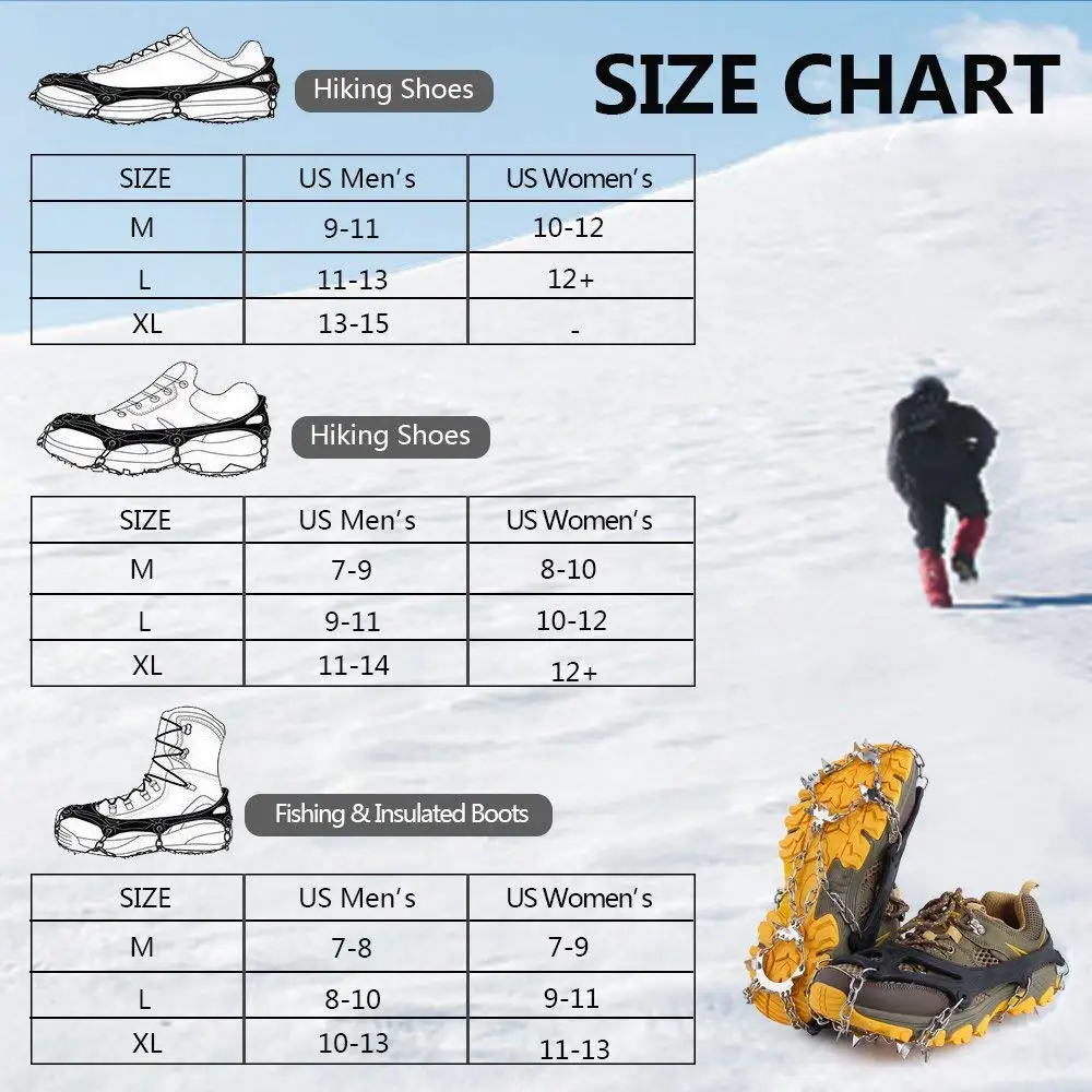 18 зубов ледяным скалам! Спайк для Нескользящие тапочки на нескользящей подошве Нескользящие бахилы снег, лед, шипы бутсы ручки альпинистская обувь ботинки