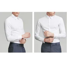 Новая французская рубашка мужская с длинным рукавом Горячая-бесплатно Тонкий Бизнес платье Жених белая рубашка Весна новая модная рубашка