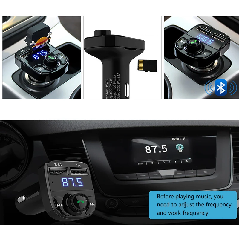 3.1A Quick Charge Dual USB Car Charger FM Transmitter Aux Modulator Bluetooth Handsfree Car Kit Car Audio MP3 Player