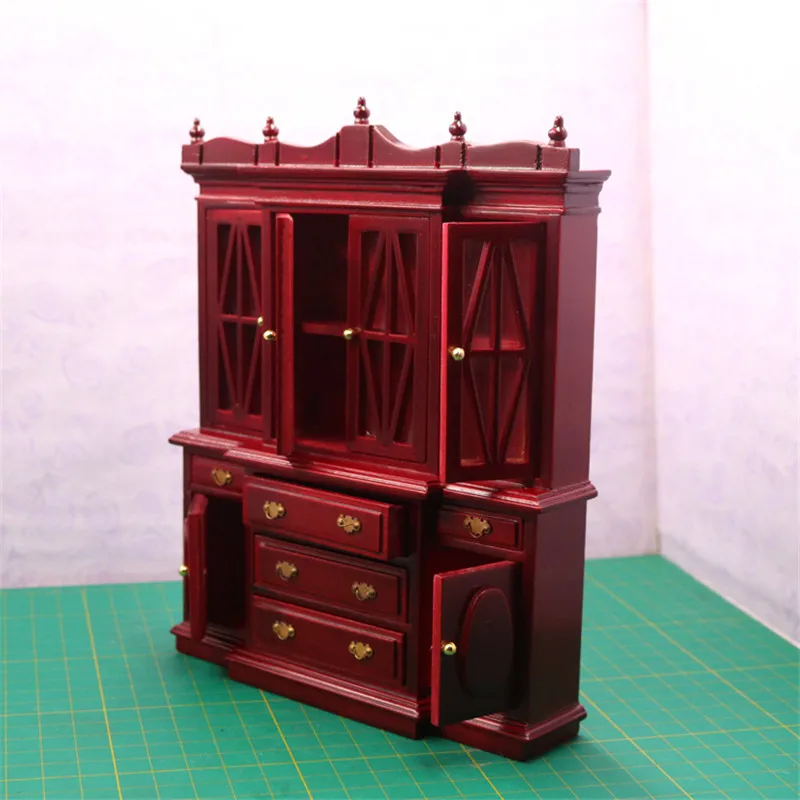 دوب k 1:12 مصغرة دمية الأثاث خزانة دمى منزل نتظاهر اللعب لعبة خشبية أنيقة للفتيات الأطفال