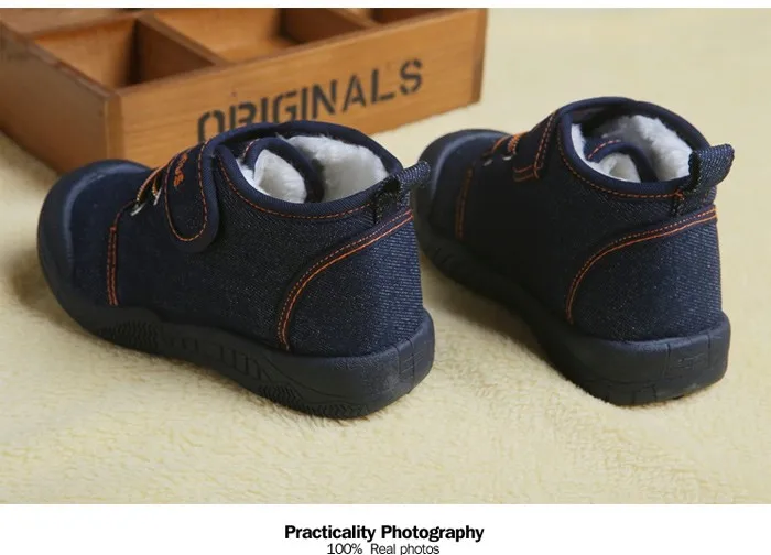 New Autumn Baby Shoes 2017 Casual Demin Jeans Children Boots Winter Canvas Rubber Boys Sneakers Plush Warn Toddler Girls Shoes 467 (3)