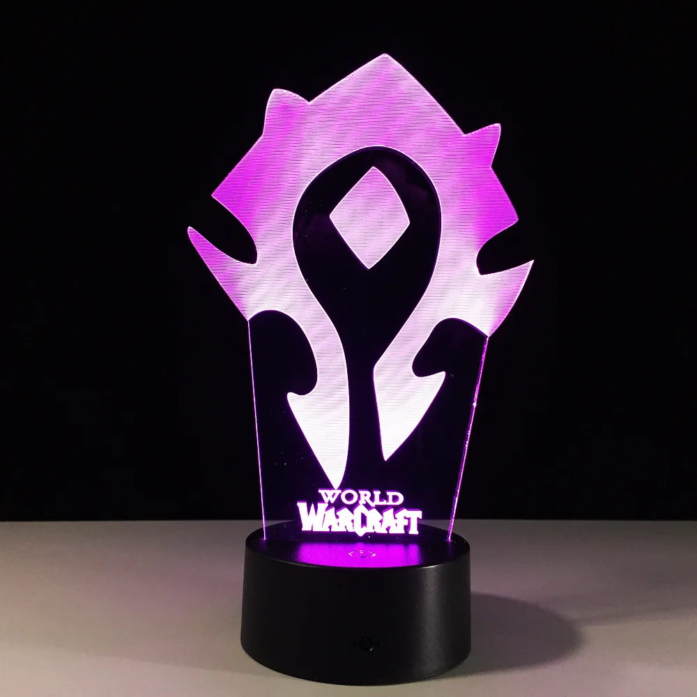 3D Illusion WOW World of Warcraft LED Desk Table Light 7 Color Night Light Touch Lamp Kids Children Family Holiday Gift Dropship