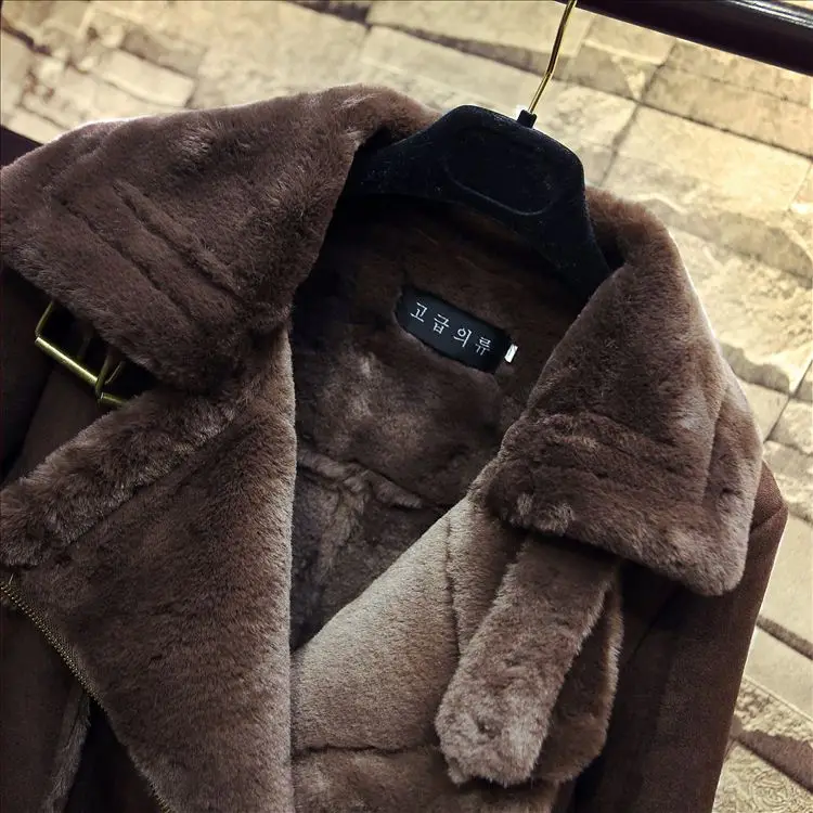 Зимние женские пальто из искусственной замши, кожаные куртки, толстые теплые короткие пальто из овчины, пальто из искусственной овечьей шерсти, S-XL H175