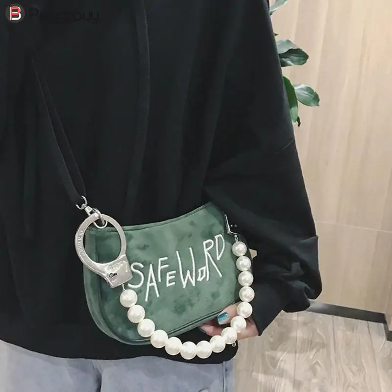 

2018 New Elegant Shoulder Bags Women Fleece Messenger Pearls Top Handle Mini Crossbody Bags Handhags Clutch