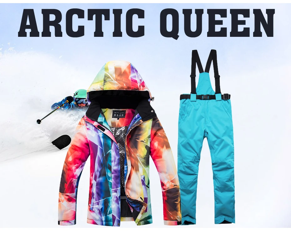 ARCTIC QUEEN Лыжный Спорт куртки и брюки для девочек для женщин зимние наборы ухода за кожей Женская зимняя спортивная Лыжная куртка дышащая водонепрони