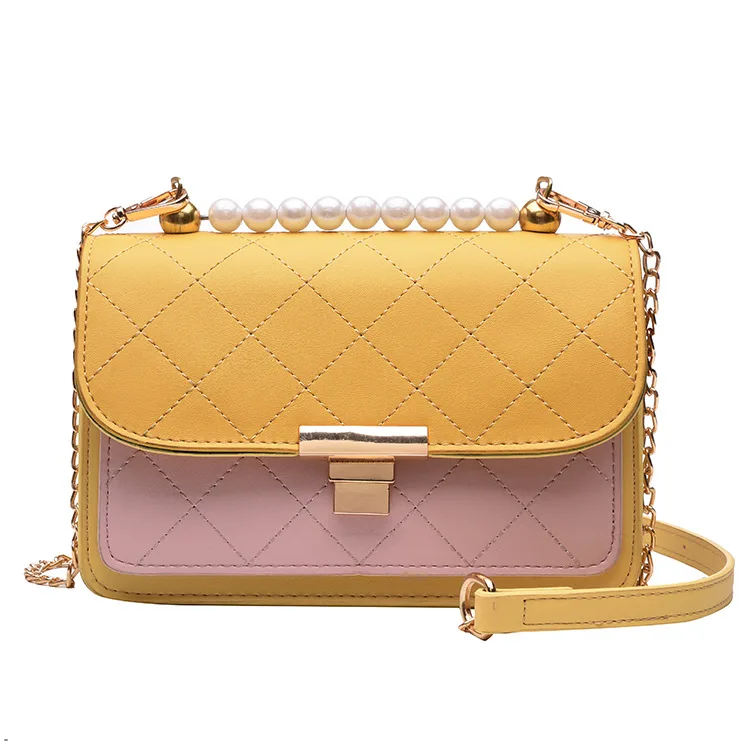 

Advanced Small Square Bag 2019 Fashion Hit Color Chain Crossbody Bag New Diamond Lattice Flap Bag Casual Wild Messenger Bag