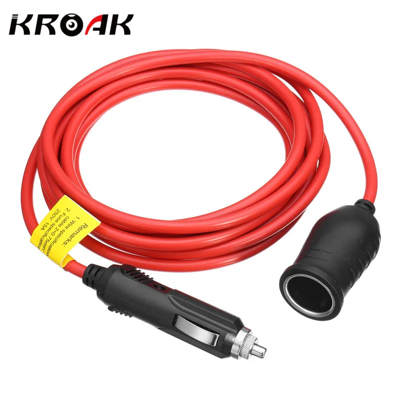 

12V 24V 3.6M Car Cigarette Lighter Extension Cable Cigarette Lighter Plug Adapter Socket Charger Lead Cord Wire