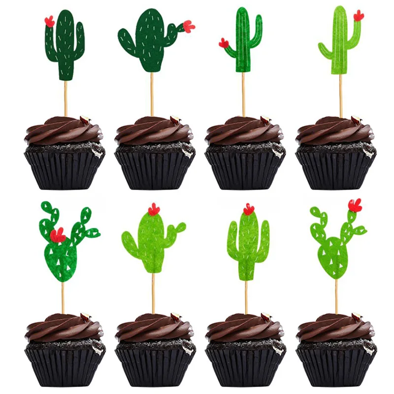 

8pcs Cactus Cupcake Topper for Wedding Birthday Party Cake Decoration Christmas Baby Shower Home Baking Decor Supplies