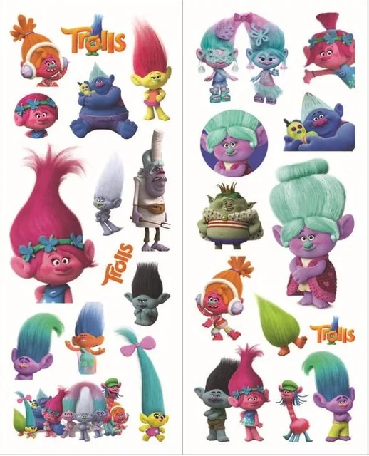 kids party gift trolls stickers bubble cartoon wall stickers kids gifts