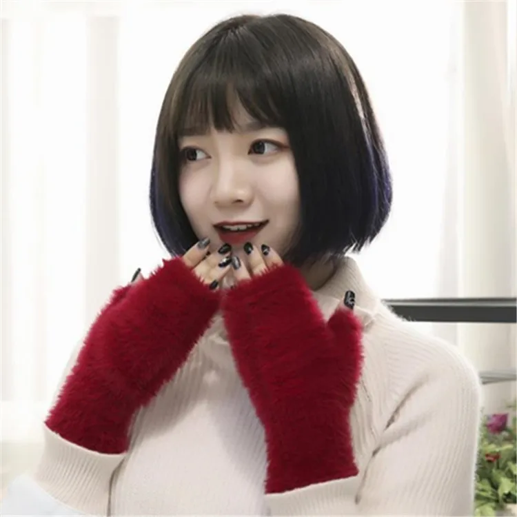 Женские корейские перчатки без пальцев, женские зимние перчатки, милые модные перчатки для девочек