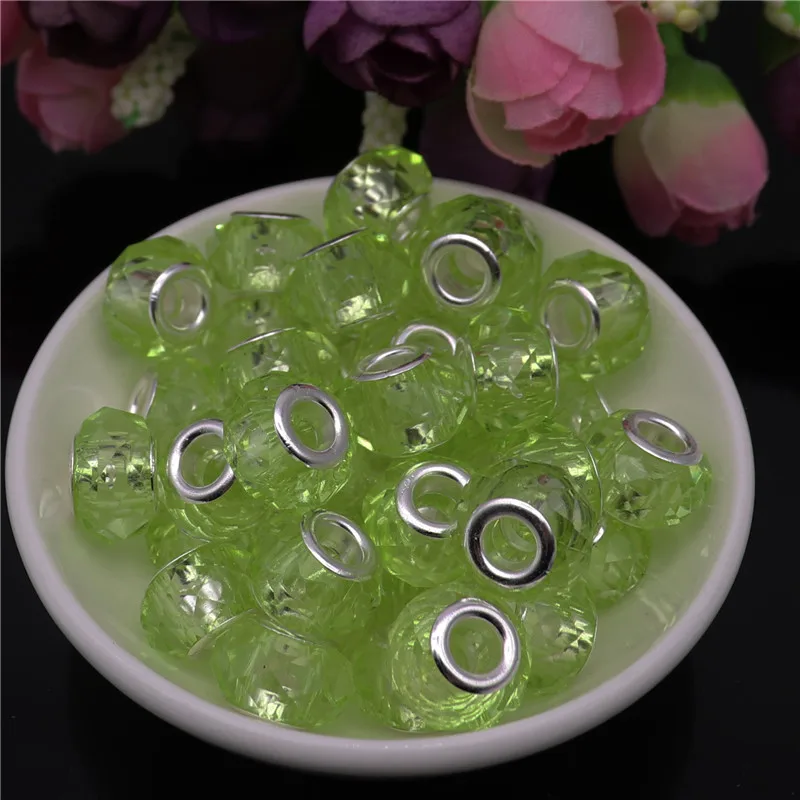 

10Pcs 14*8mm Assorted Color Silver Clear Big Hole Crystal Spacer Glass Beads Charms fit for Pandora Bracelet for Jewelry Making