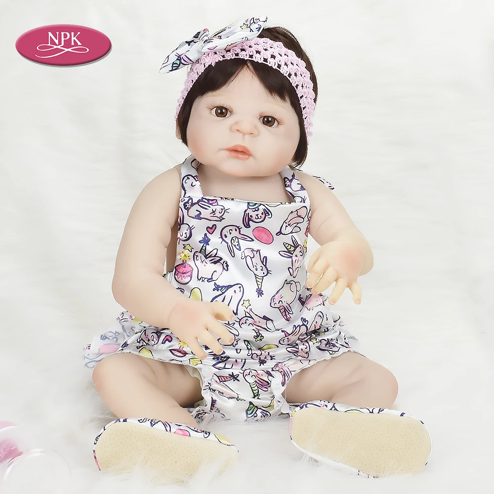 

NPK 57CM Real Full Silicone Reborn Baby Doll Educational Toys for Girls Vinyl Lifelike Princess Girl Realistic Toddler Brinquedo