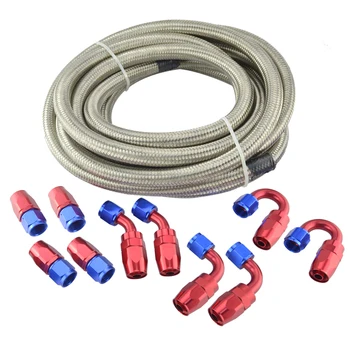 

SPEEDWOW AN12 DOUBLE STAINLESS STEEL BRAIDED HOSE + Fittings End Adaptor KIT OIL/FUEL