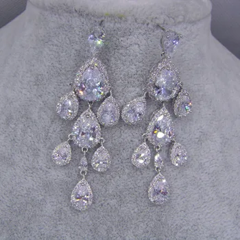 

2016 Fashion white gold color AAA CZ Drop Women Earrings,Water Drop Cubic Zirconia Gold Earrings for Women Jewlry E038