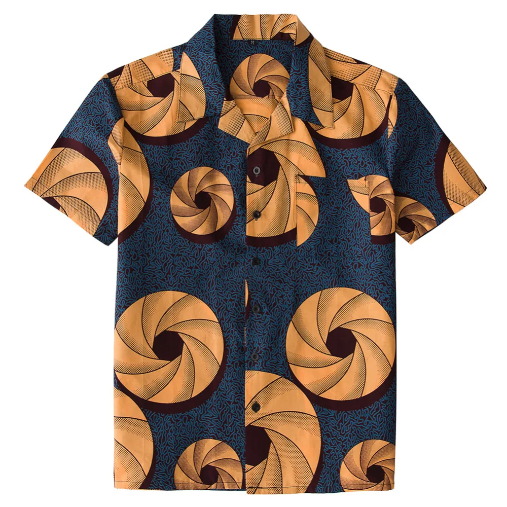 Африканский Воск Принт Для Мужчин's Анкара Модная рубашка 100% хлопок Красочные Топ фестиваль рубашки