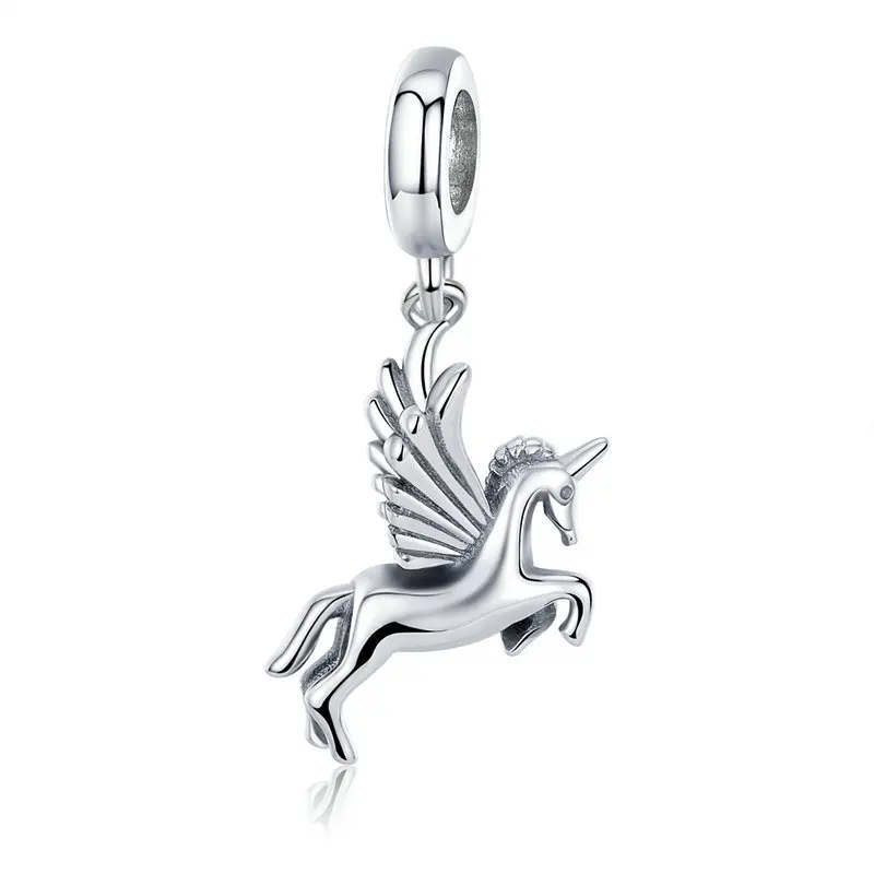 

MOWIMOUnicorn Angle Wing Dangle Charms 100% 925 Sterling Silver Fit Original Pandora Bracelets Pendant DIY Jewelry Making BKC704