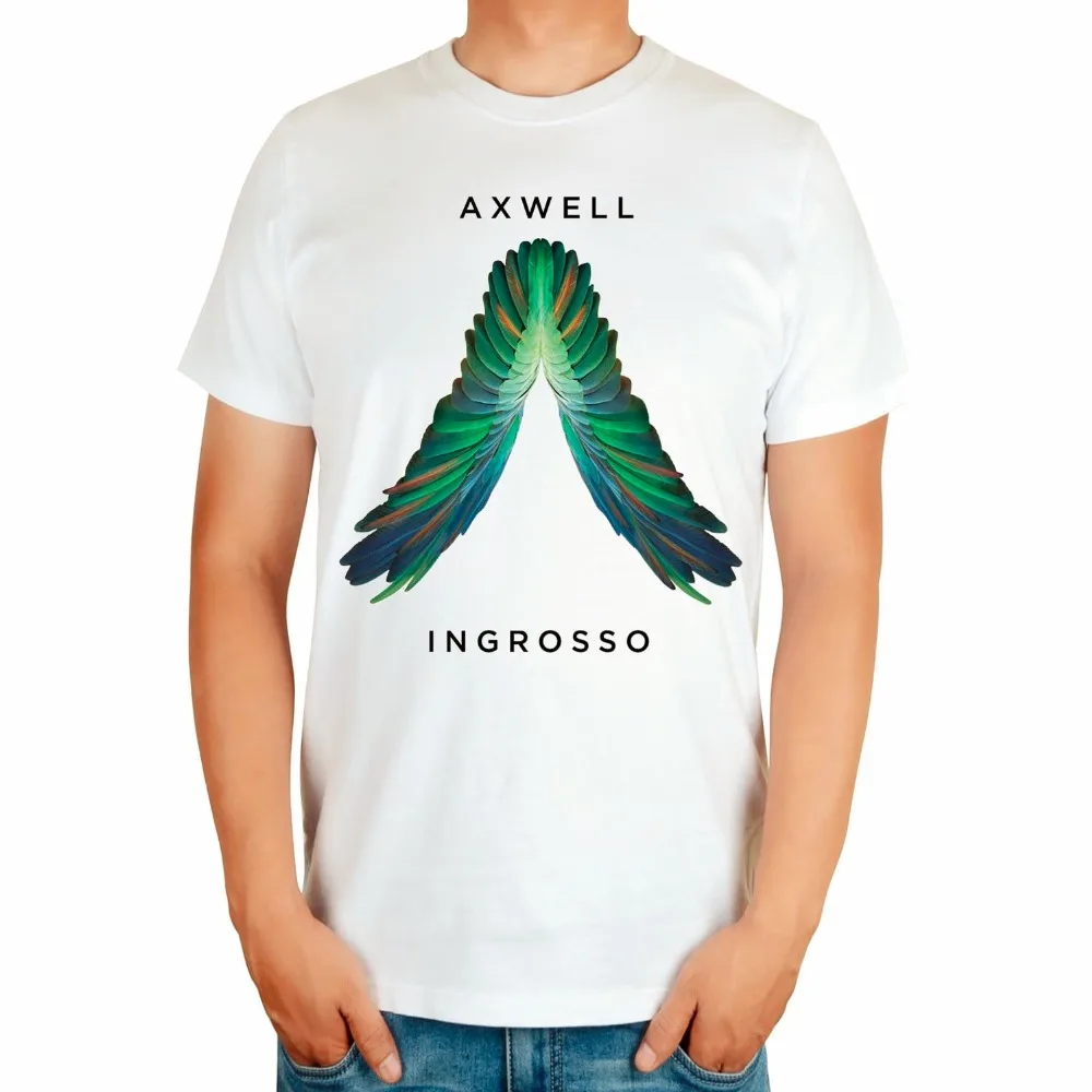 White Summer Style Cool Wing AXWELL INGROSSO camiseta Singer men DJ master shirt mma print 3D Cotton T-shirt Music fitness | Мужская