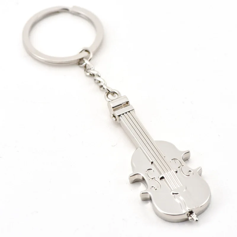 

2017 New Mini Creative Charm Key Chain Key Ring Silver Plated Musical Note Violin Keychain For Car Metal Music Symbol Key Chains