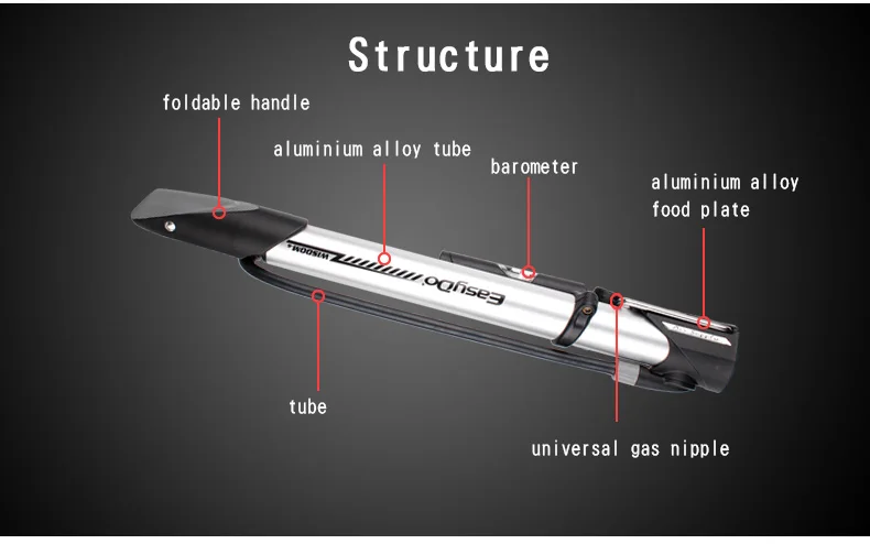 Портативный велосипедный насос EasyDo, мини-светильник, весовой насос, 140Psi, алюминиевый сплав для Presta& Schrader Valve, горный велосипедный насос