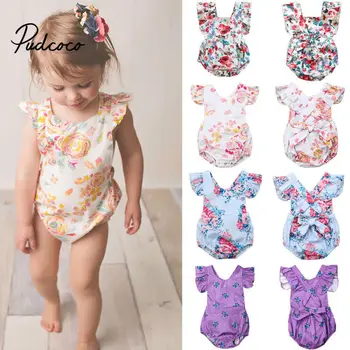 

2019 Brand New Newborn Infant Kids Baby Girl Boy Romper Petal Sleeveless Flower Cotton Jumpsuit Playsuit Summer Clothes 0-18M