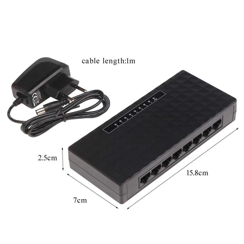 10/100 Мбит/с 8 Порты RJ45 сетевой коммутатор разветвитель LAN конвертер Черный расширения Ethernet адаптер США/ЕС Разъем для портативных ПК