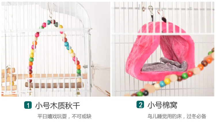 Foldable Metal Parrot Villa Bird Cage Thrush Starling Parrot Cage Three-story Heightened Bird Building Upgraded Version 46*36*93