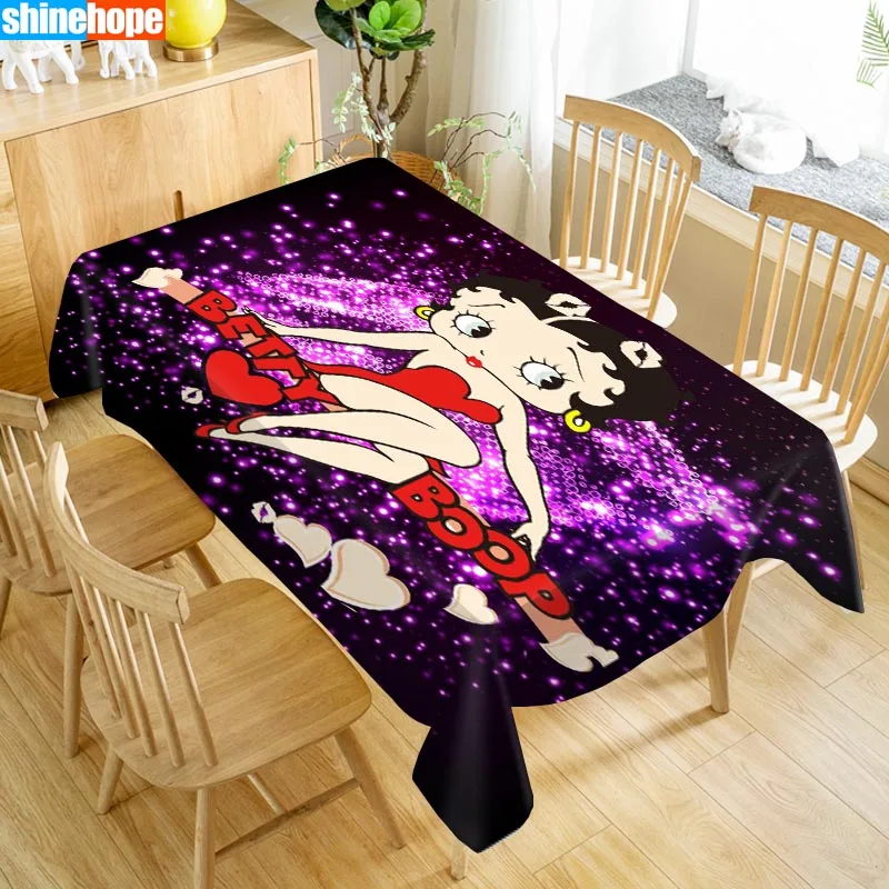 

Customize Tablecloth Betty Boop Oxford Cloth Dust-proof Rectangular Table Cover For Party Home Decor 100X140cm140x250cm