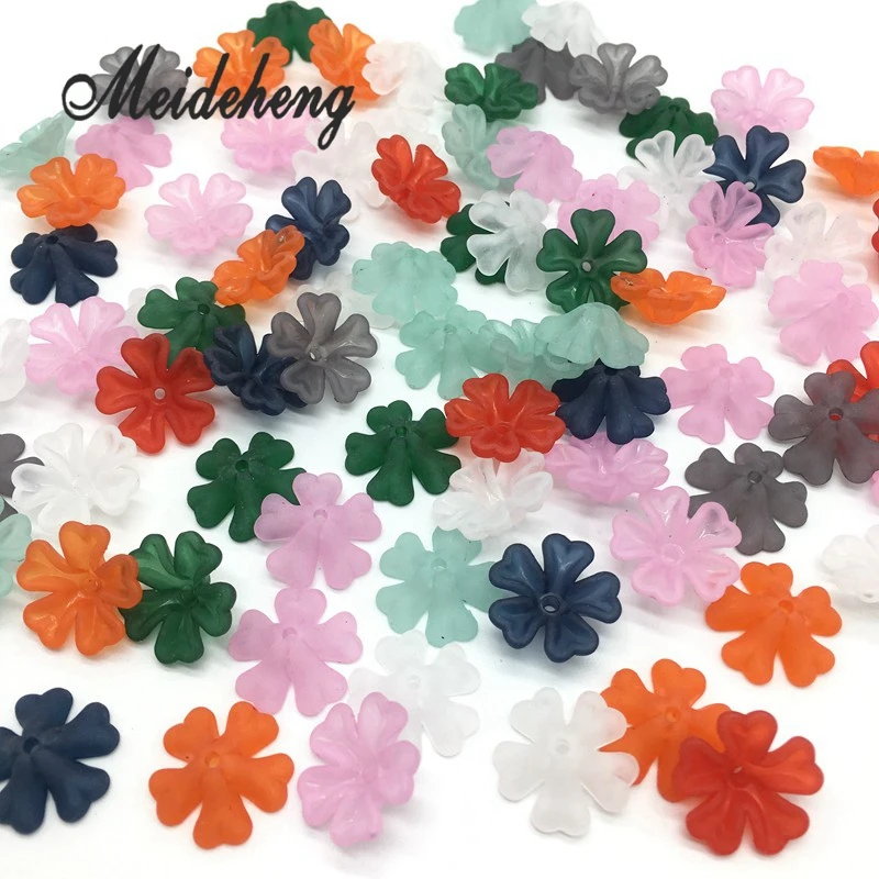 

100pc/bag 16x6mm Love heart quinqueleaf receptacle Child Bracelet Beads For Jewelry Design Collocation Material DIY flower Bead