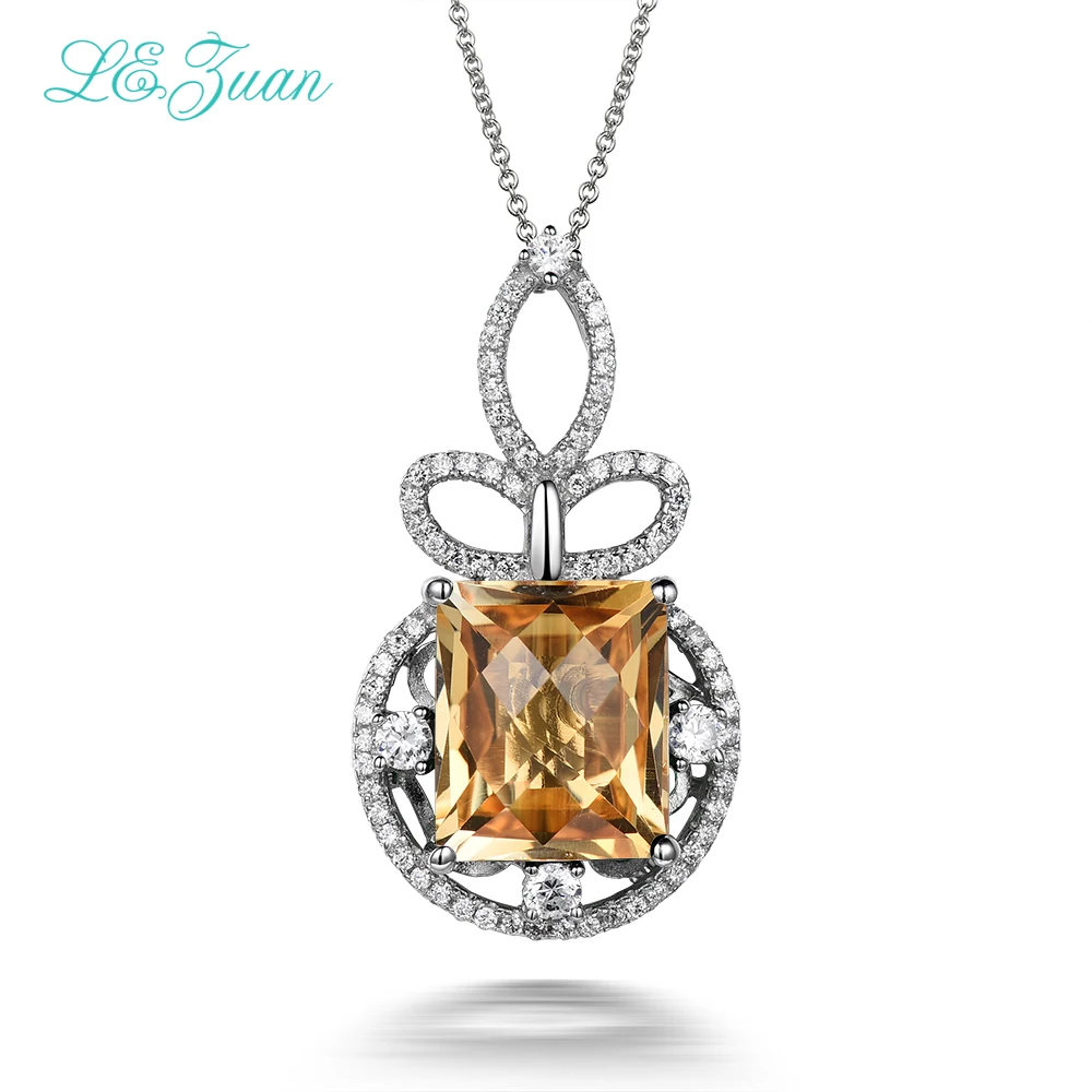 

I&zuan 7.17ct Natural Citrine Pendant 100% 925 Sterling Silver Necklace For Women Round Checkerboard Cut Gems Luxury Pendants