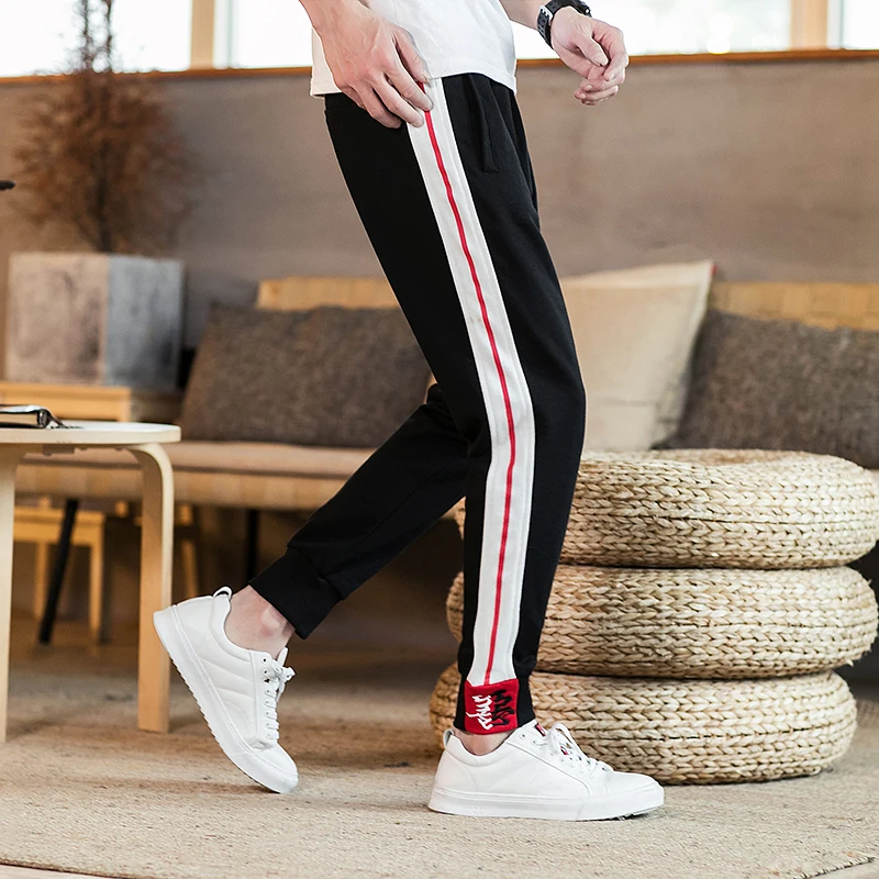 MR-DONOO Новинка весны мужской Slim Fit бегунов Брюки Хлопок Для мужчин Track Брюки Повседневное карандаш брюки уличная длинные штаны QT4015