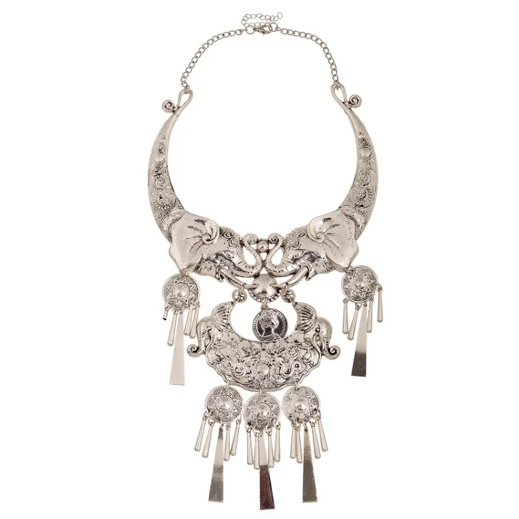 Бренд серебряные Цвет большой Макси ожерелье богемное модное