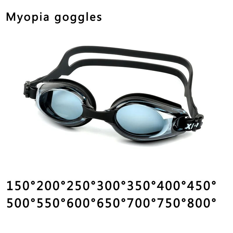 Унисекс для взрослых Силиконовые очки для плавания с Близорукость градусов очки Водонепроницаемый Анти-туман HD плавательные очки - Цвет: Black myopia 800