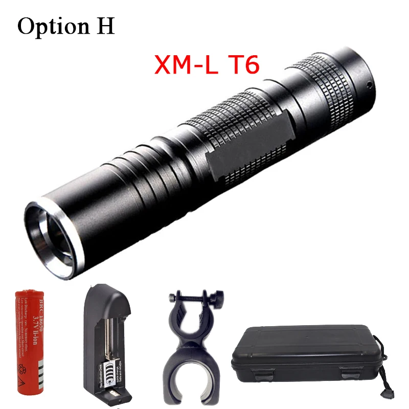 Litwod Z201515 CREE XHP70 3200lm Мощный тактический светодиодный фонарь, телескопический фонарь с зумом, мощность от аккумулятора 18650 - Испускаемый цвет: Option H