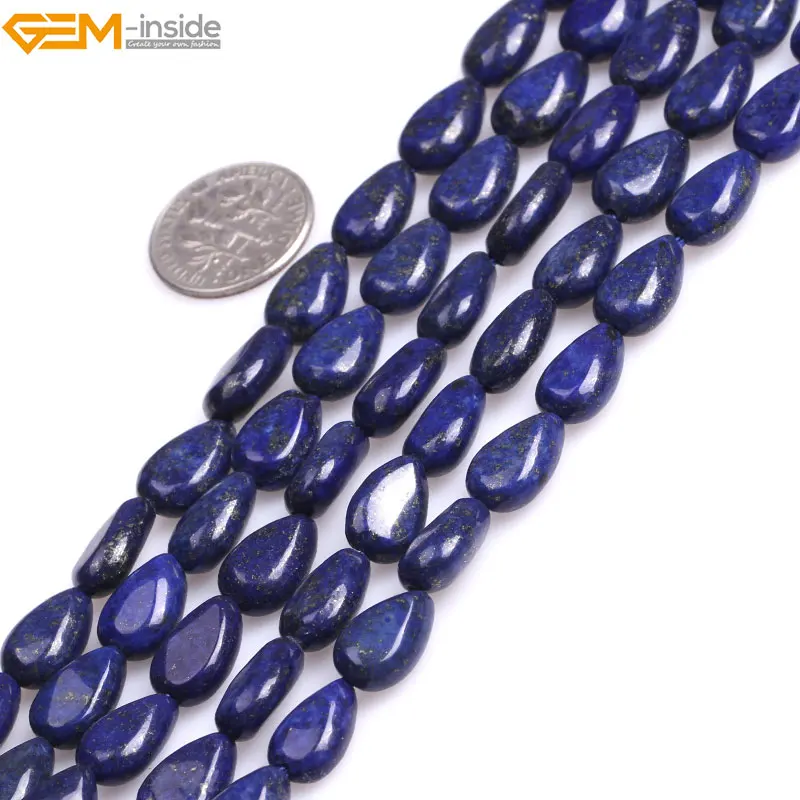 

Gem-inside 8-15mm Dyed Color Flat Drop Teardrop Lapis Lazuli Beads For Jewelry Making 15inch DIY Bracelets For Women Jewellery