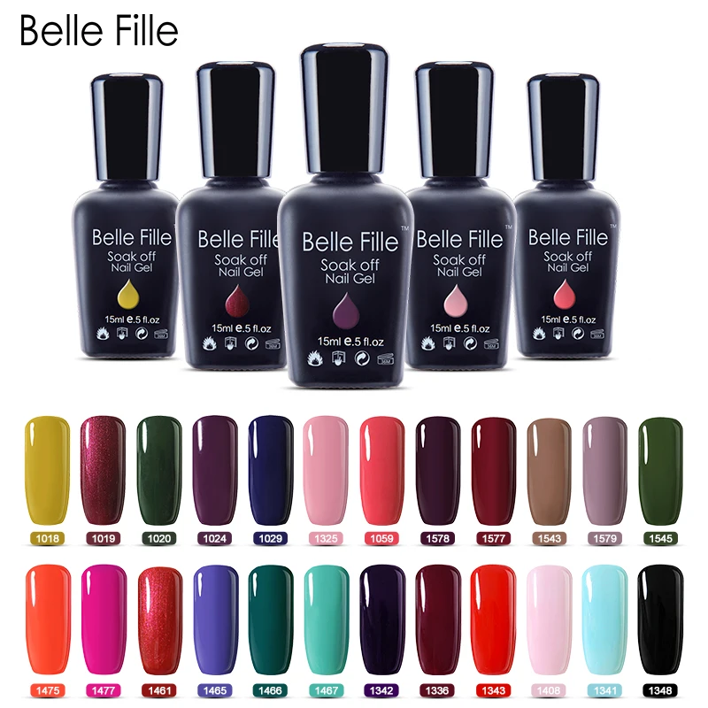 Belle Fille 10 шт. Гель лак для ногтей замочить от обнаженного геля УФ гель маникюрный 15