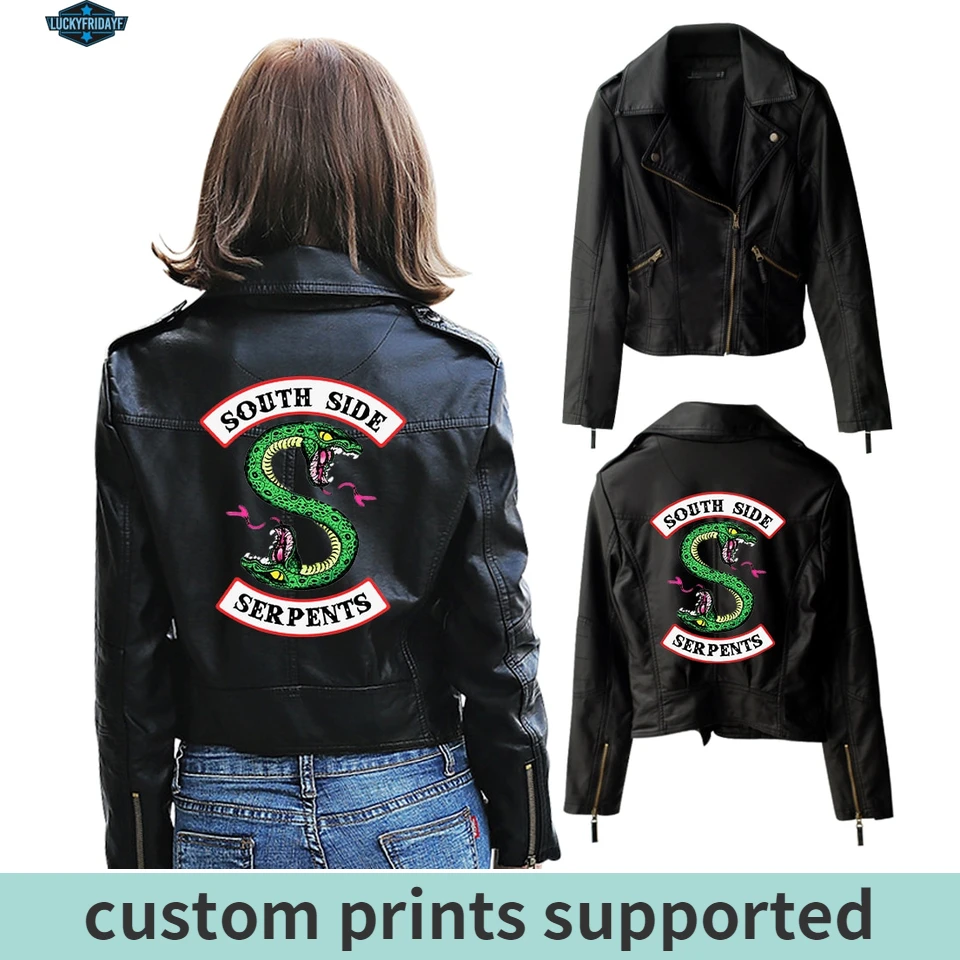 Meilleur Nouveau Riverdale PU imprimé Logo sud Riverdale Serpents vestes femmes Riverdale Serpents Streetwear veste en cuir personnalisé