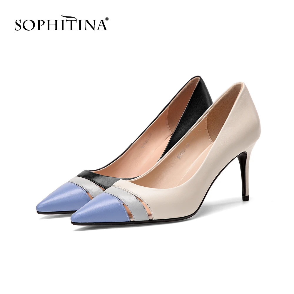 

SOPHITINA Fashion Hollow Women's Pumps Explosion High Quality Cow Leather Elegant Shoes Sexy Pointed Toe Thin Heels Pumps SO184